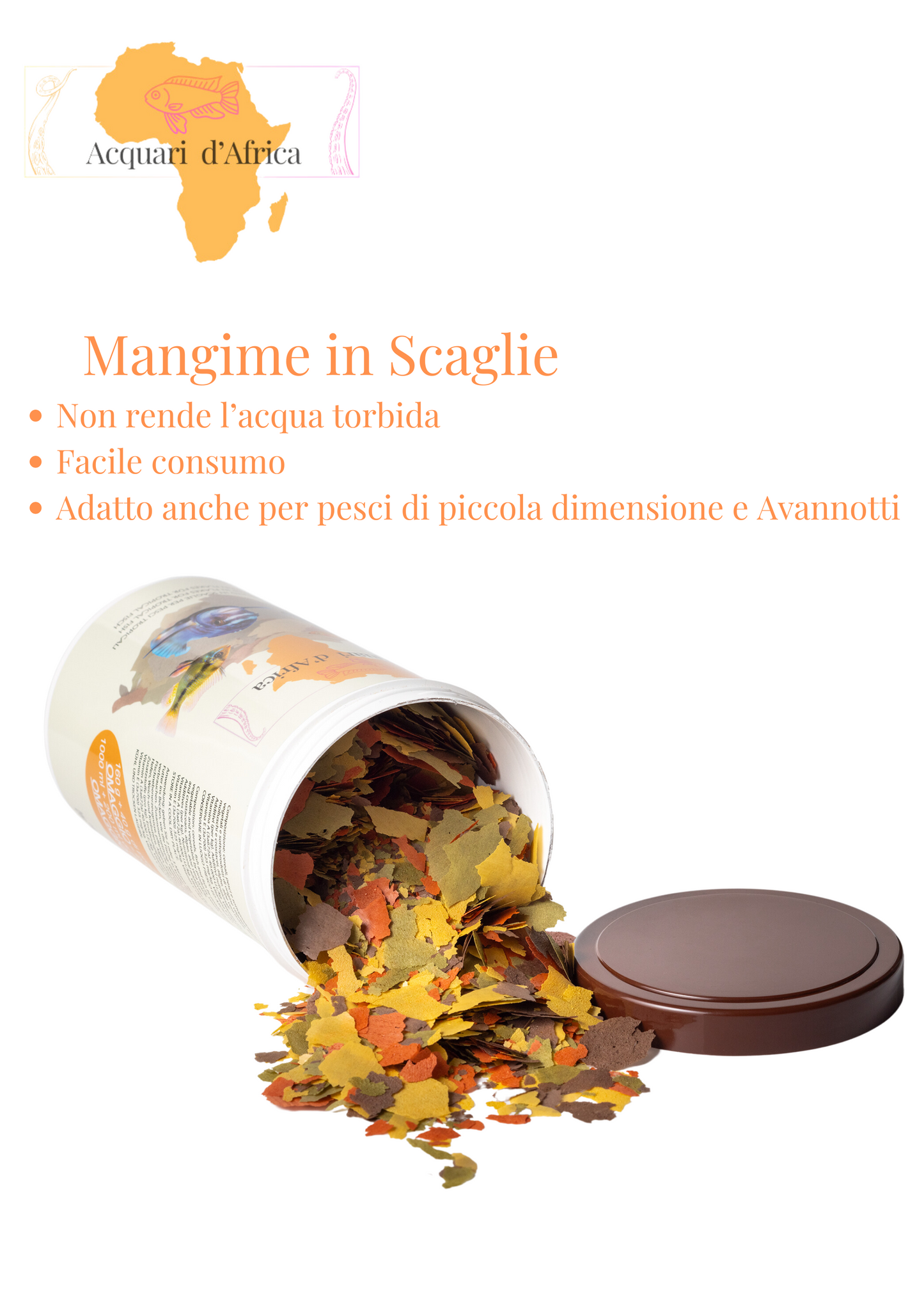 Mangime in scaglie per pesci tropicali arricchito con Vitamine